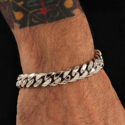 12mm Cuban Link Bracelet in White Gold