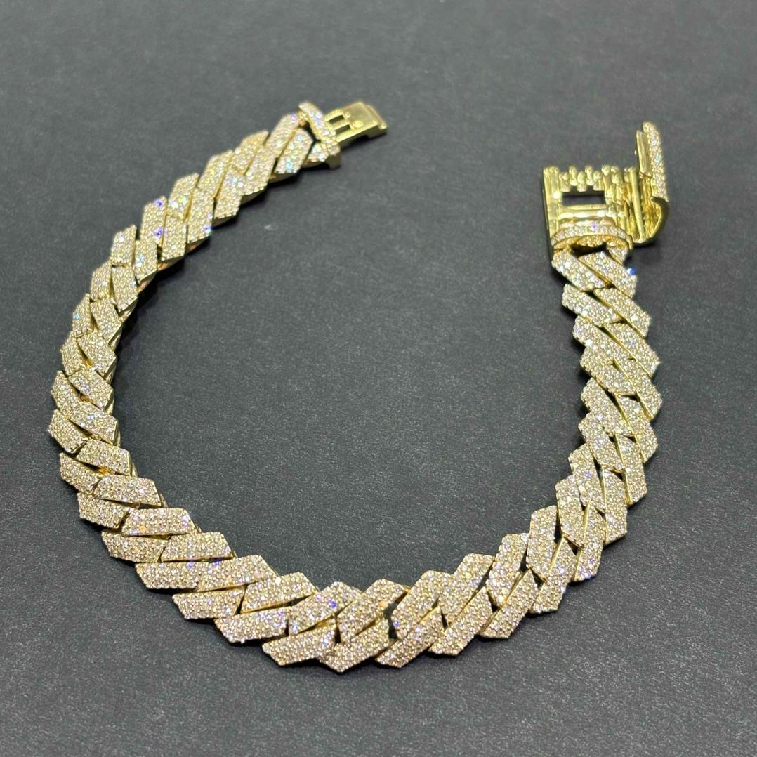 10k VVS-1 BUST DOWN CUBAN LINK BRACELET REAL CVD DIAMONDS