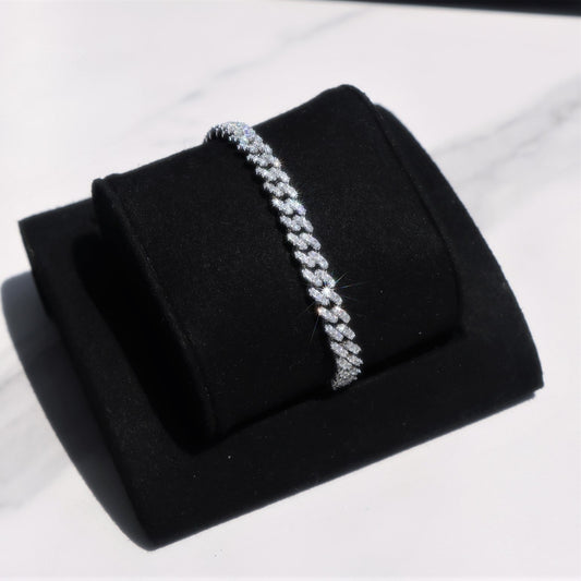 6mm Moissanite S925 Cuban Bracelet in White Gold