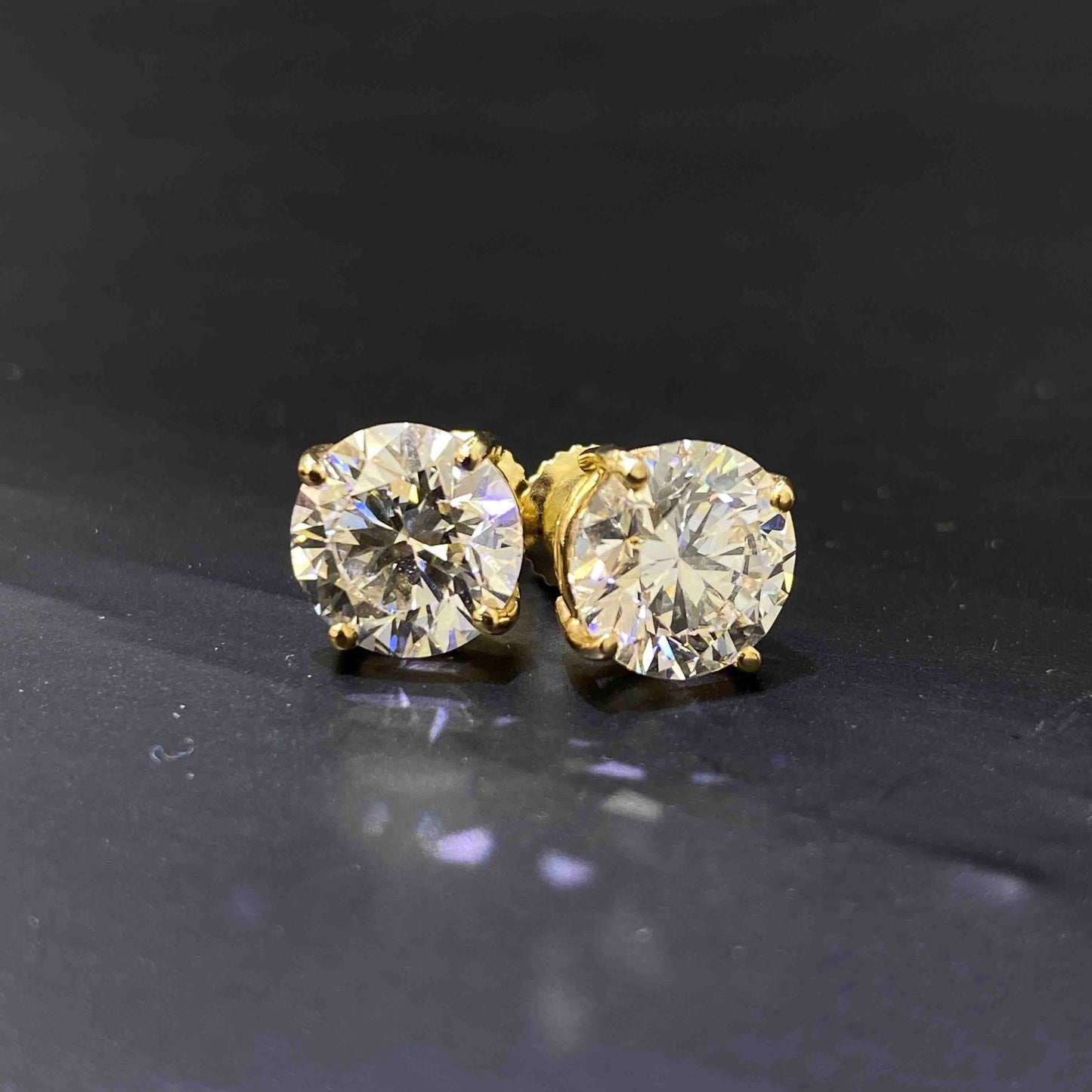 14k Round IGI Certified Diamond Earrings | 2.25 CT EACH