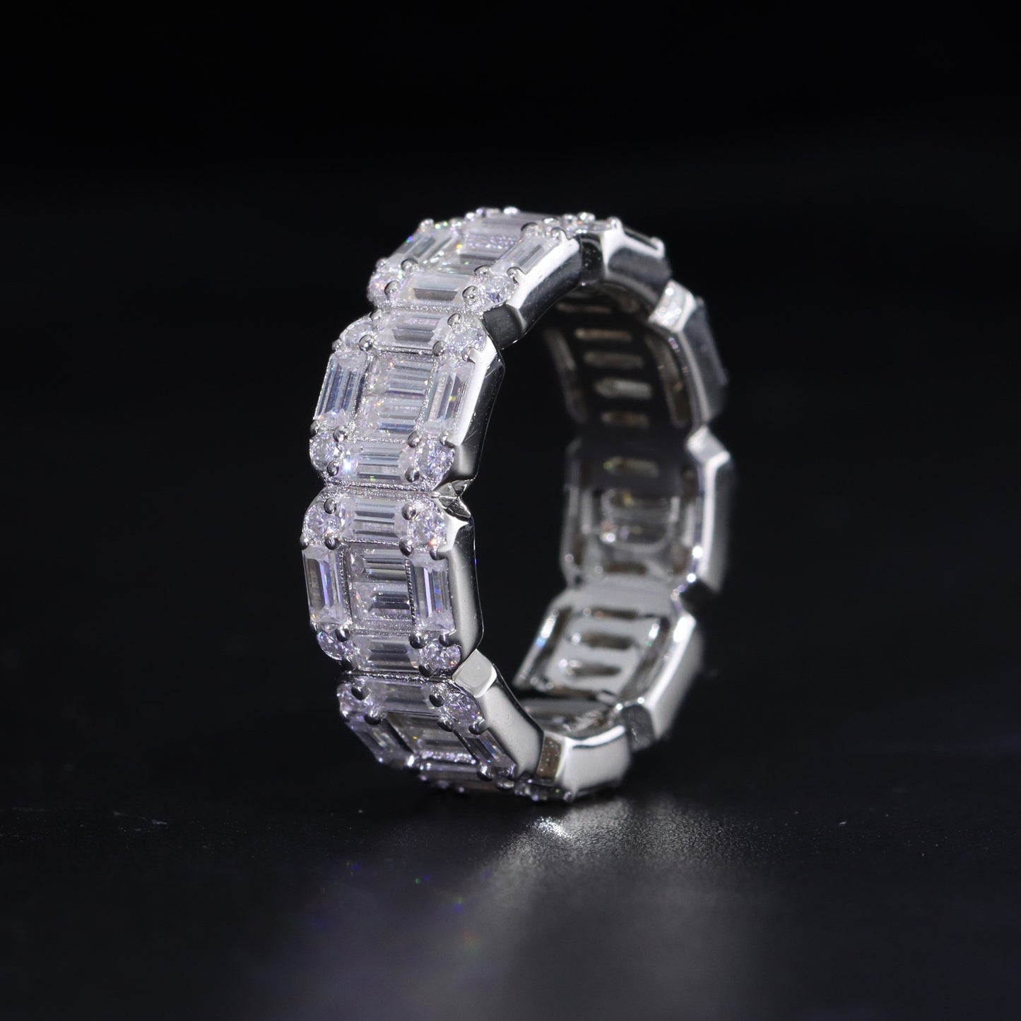 Moissanite Clustered Ring Band