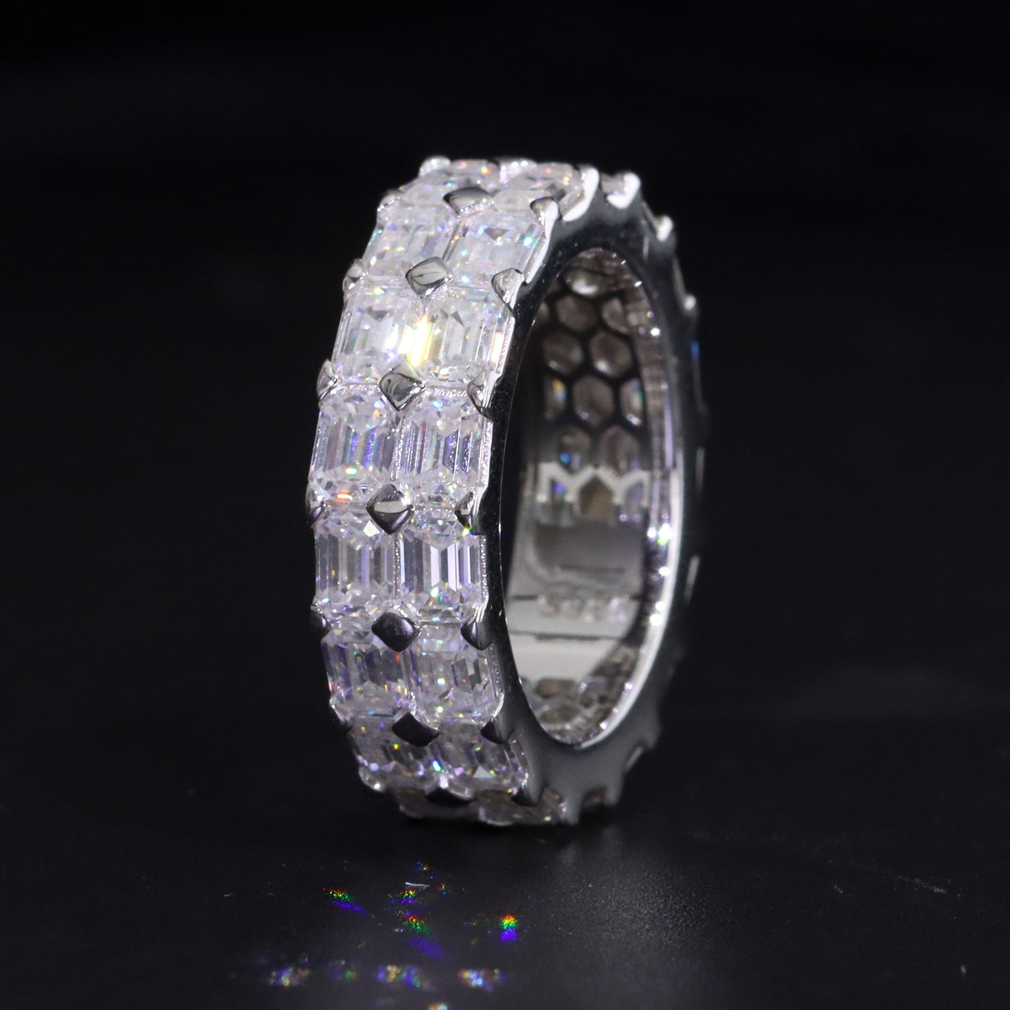 Two-Row Emerald Moissanite Ring Band