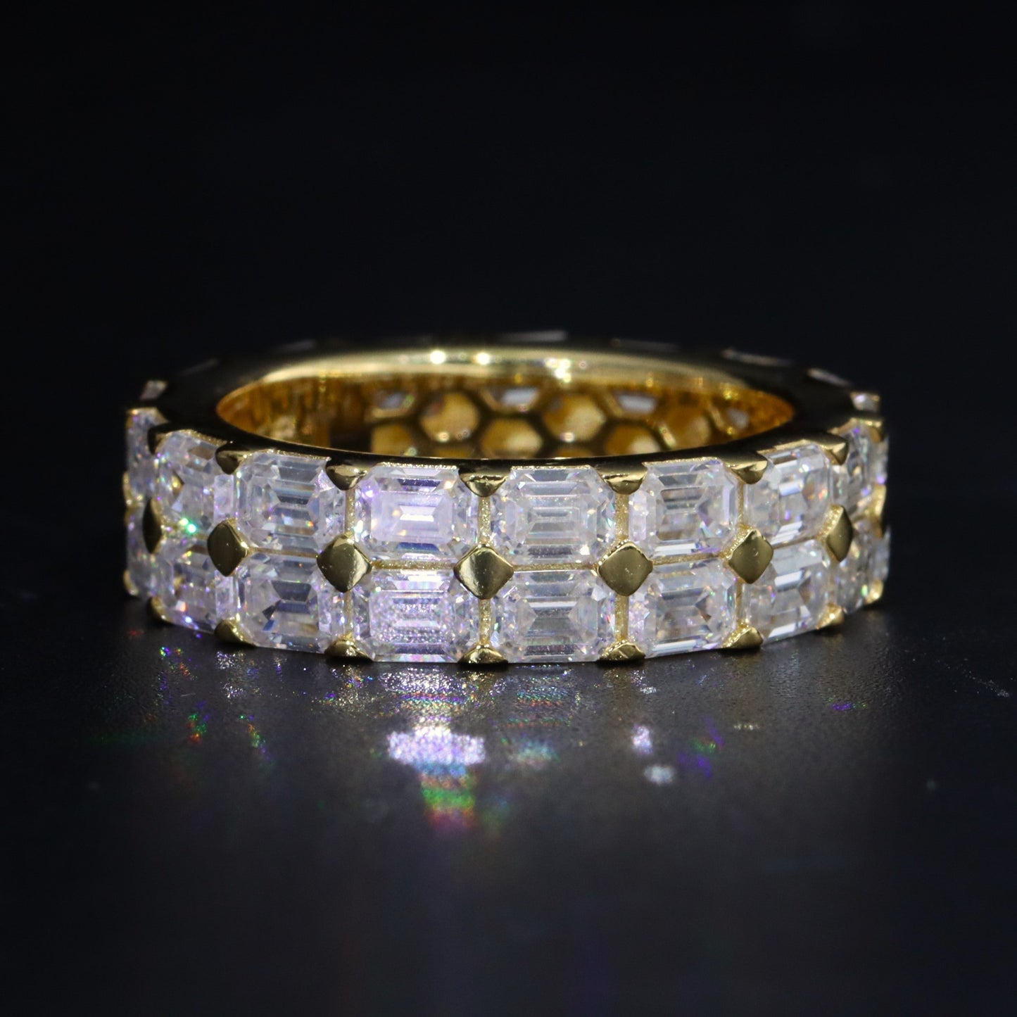 Two-Row Emerald Moissanite Ring Band