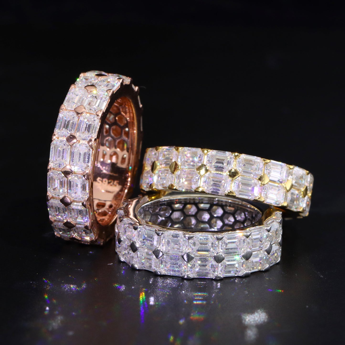 Two-Row Emerald Moissanite Ring Band