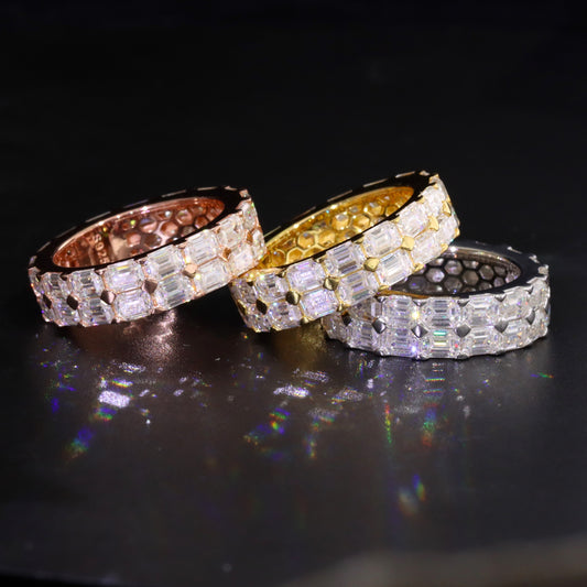 Two-Row Emerald Moissanite Ring Band