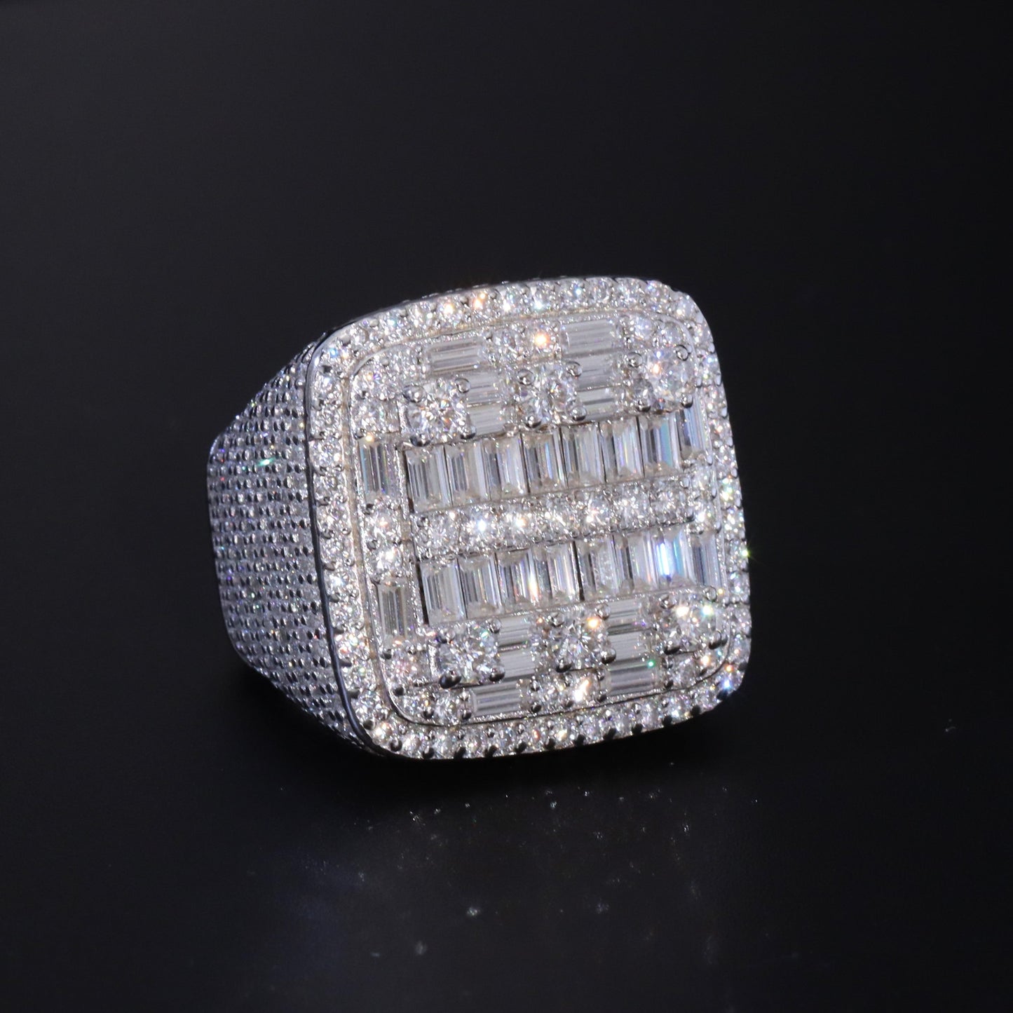 Moissanite Baguette Signet Ring