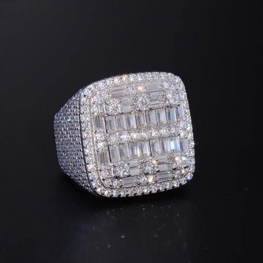 Moissanite Baguette Signet Ring