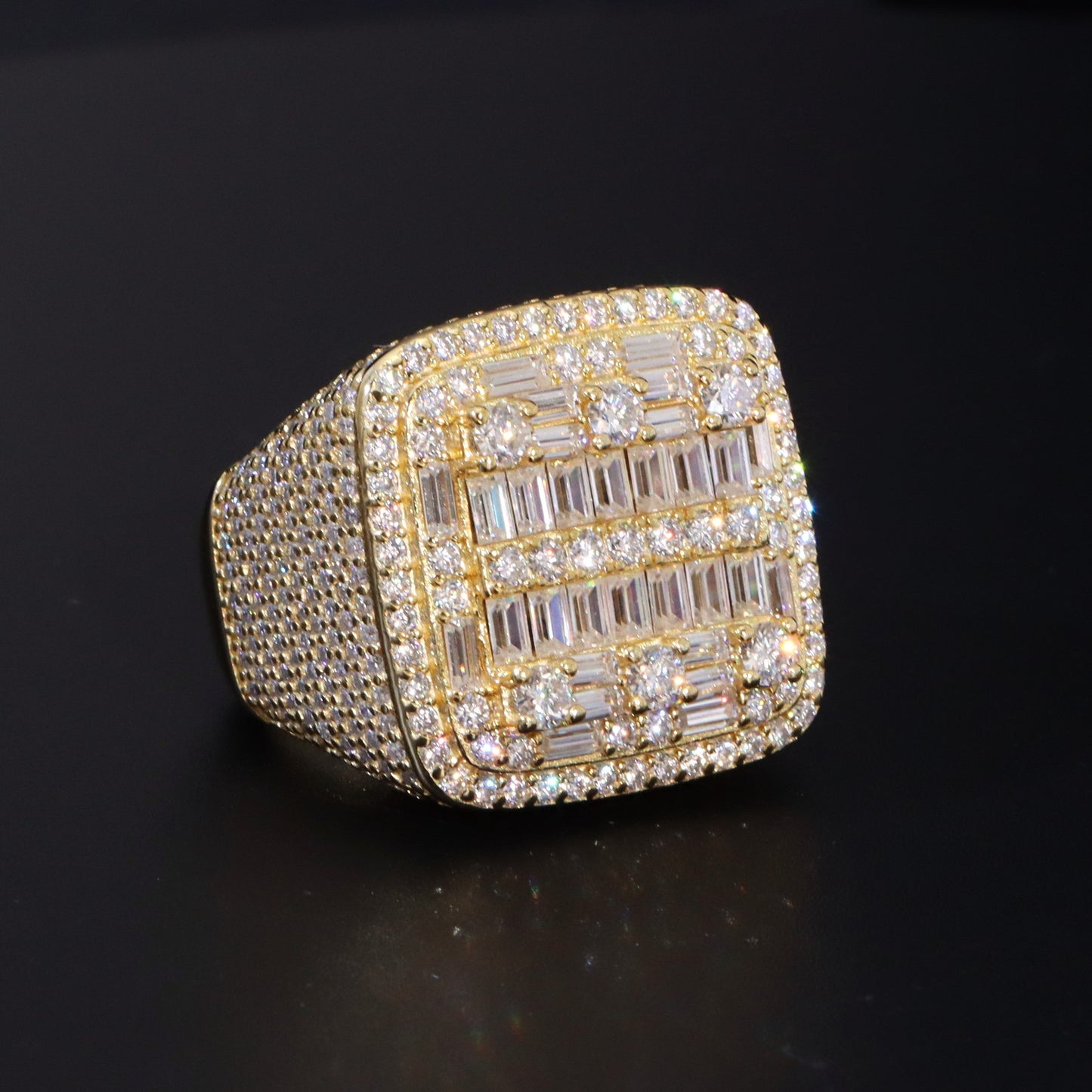 Moissanite Baguette Signet Ring