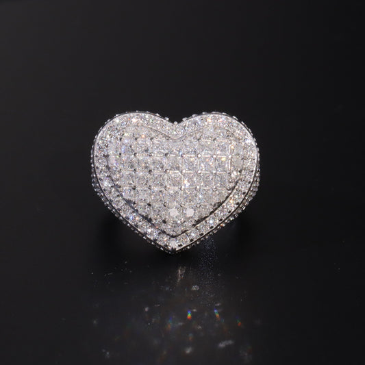 Moissanite Diamond Heart Signet Ring