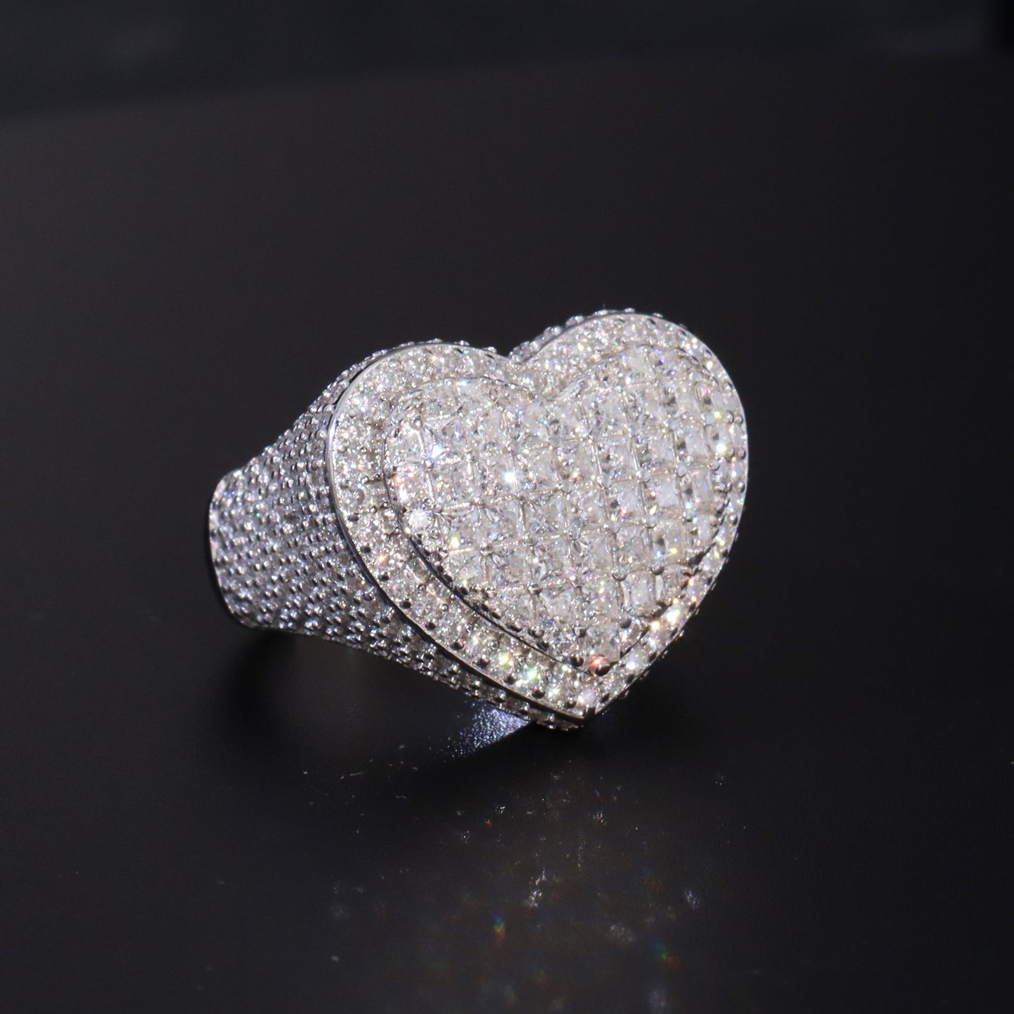 Moissanite Diamond Heart Signet Ring