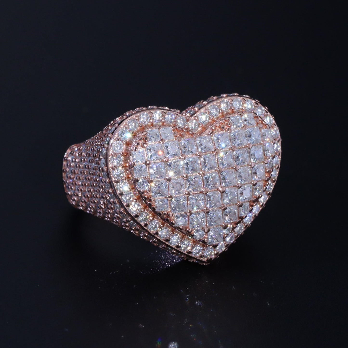 Moissanite Diamond Heart Signet Ring
