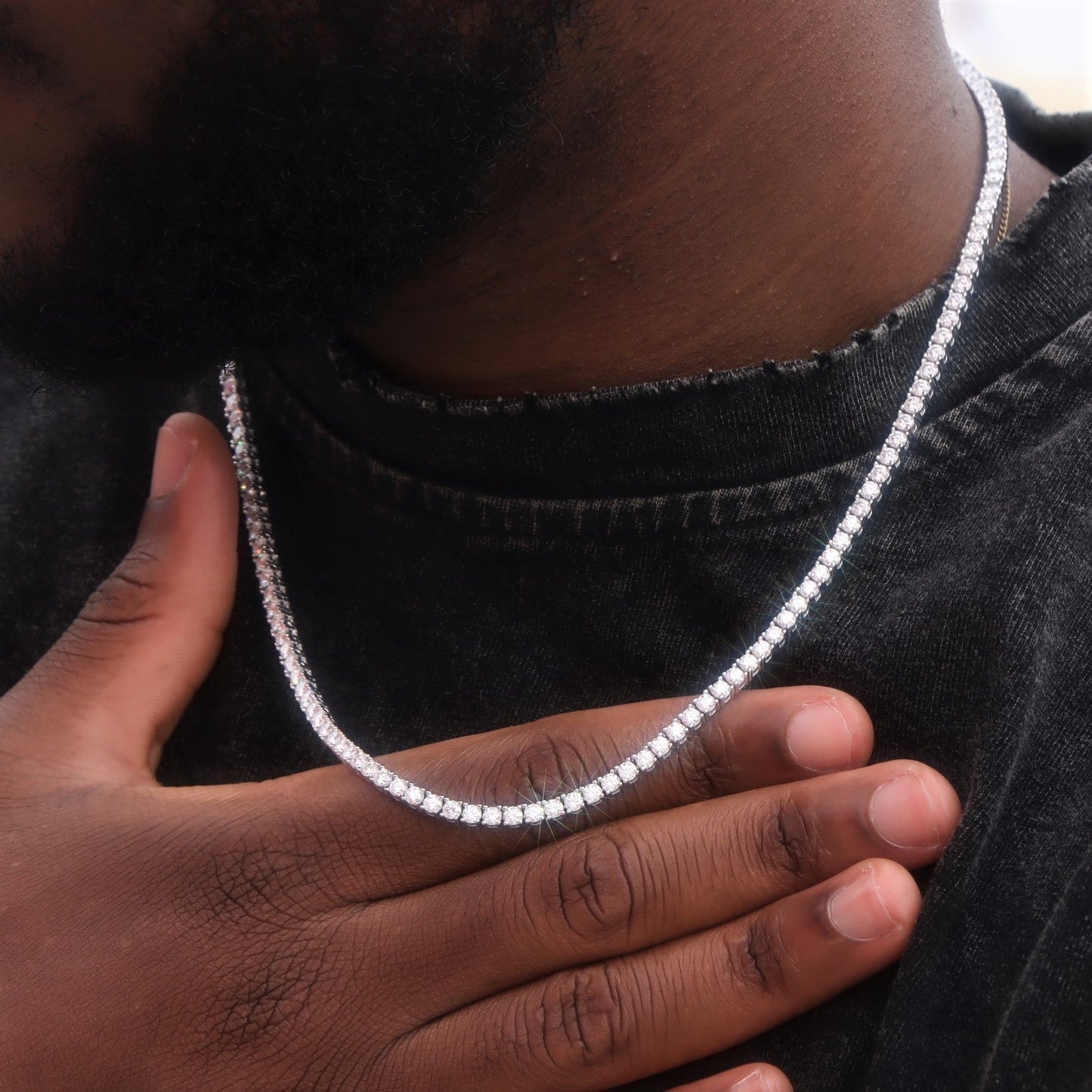 4mm Tennis Chain with Round Cut Diamond-Moissanite 50% OFF