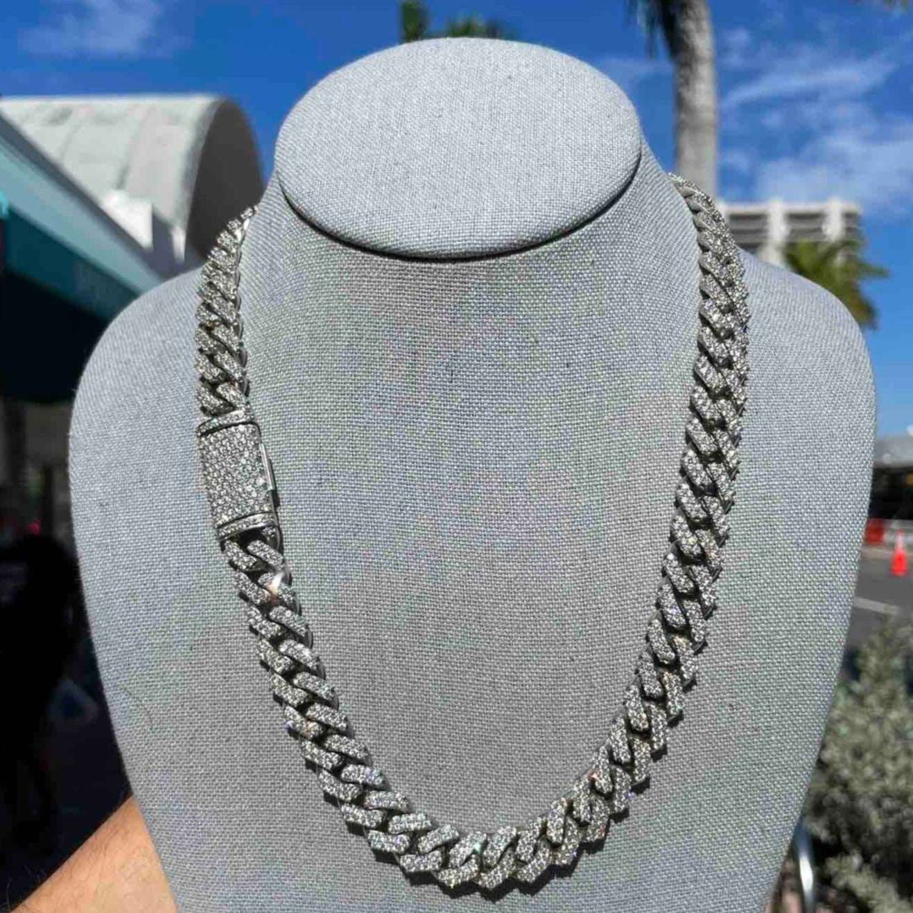 10k ICED MIAMI CUBAN LINK 24cts.t.w. VS1 Diamonds | White Gold | "Iced Bust Down" Chain
