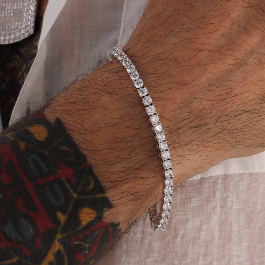 3mm 925 Sterling Silver Moissanite Tennis Bracelet in White Gold