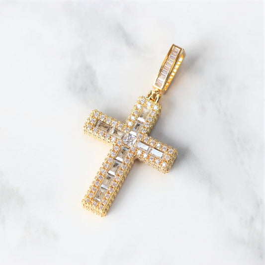 Baguette Cross Pendant Necklace