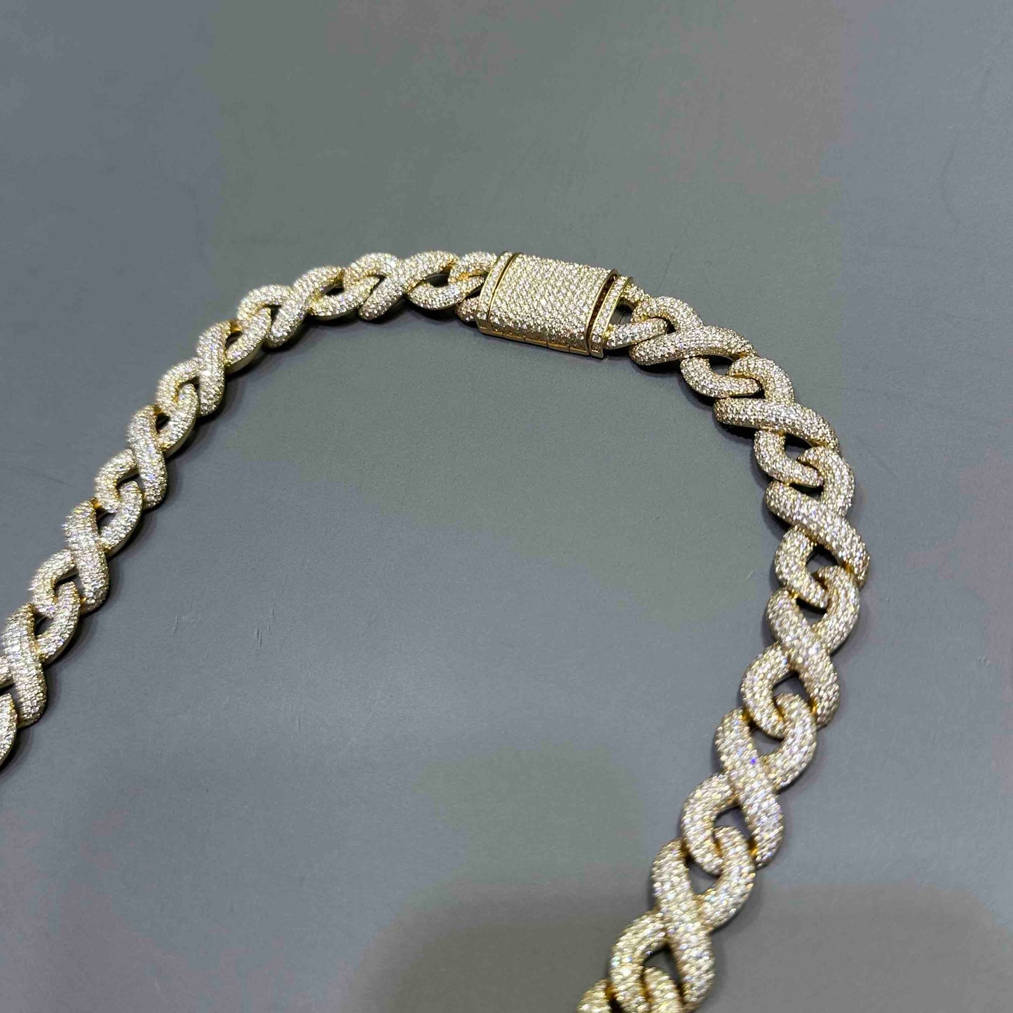14K BUST DOWN INFINITY Migo Yellow Link Chain