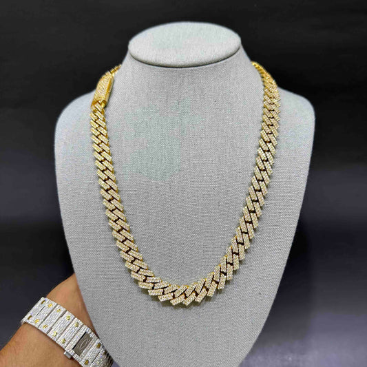 10k Yellow Gold BUST DOWN Iced Out Cuban Link w/ Prong