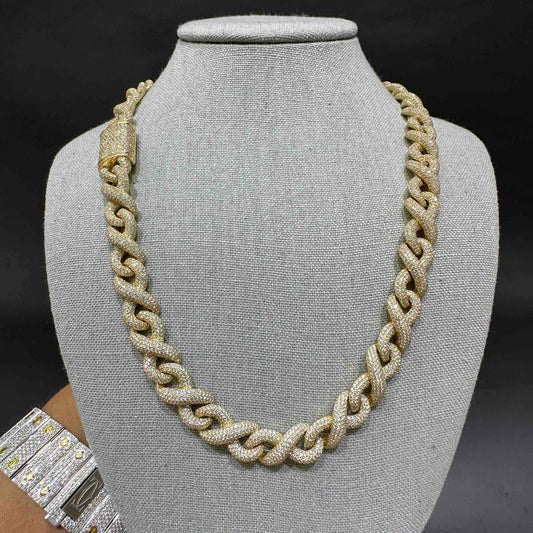 14K BUST DOWN INFINITY Migo Yellow Link Chain