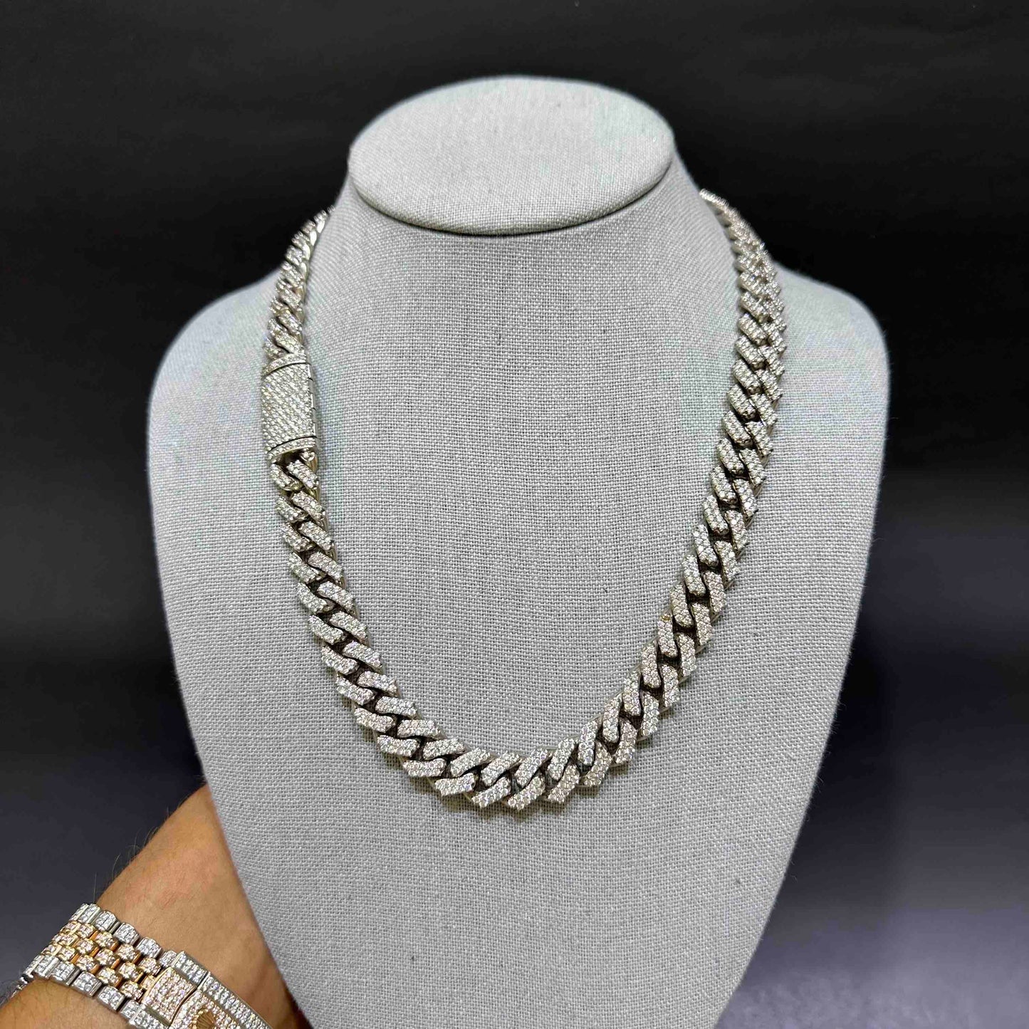 10k ICED MIAMI CUBAN LINK 24cts.t.w. VS1 Diamonds | White Gold | "Iced Bust Down" Chain