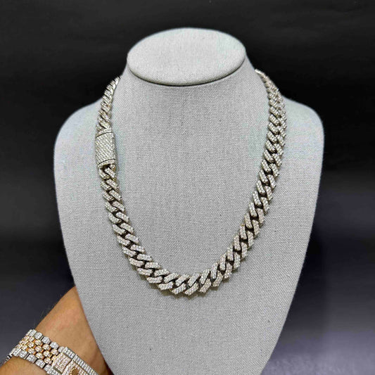 10k ICED MIAMI CUBAN LINK 24cts.t.w. VS1 Diamonds | White Gold | "Iced Bust Down" Chain