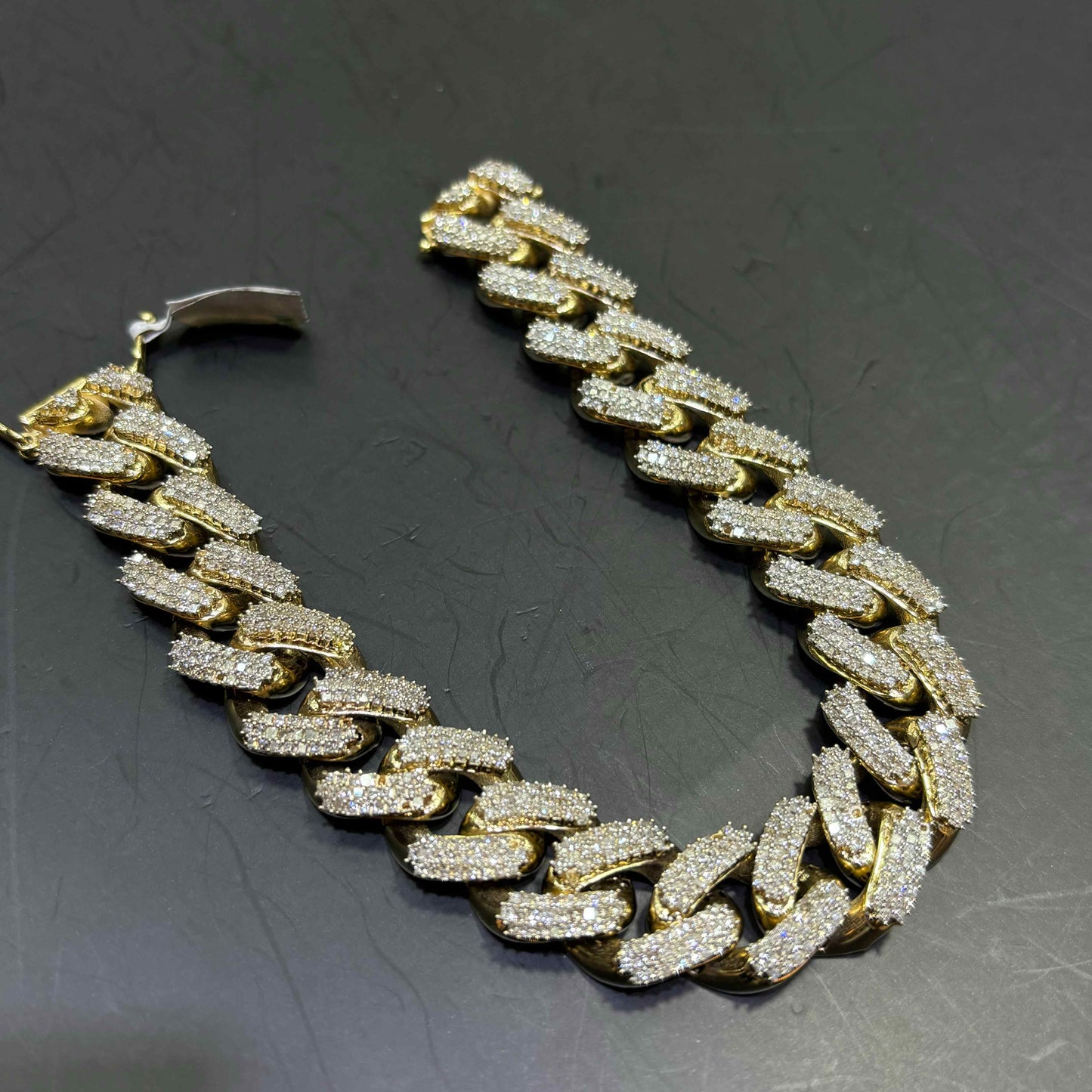 14k VS-1 Natural Diamond BUST DOWN CUBAN LINK BRACELET