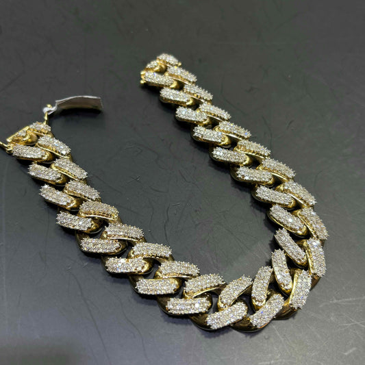 14k VS-1 Natural Diamond BUST DOWN CUBAN LINK BRACELET