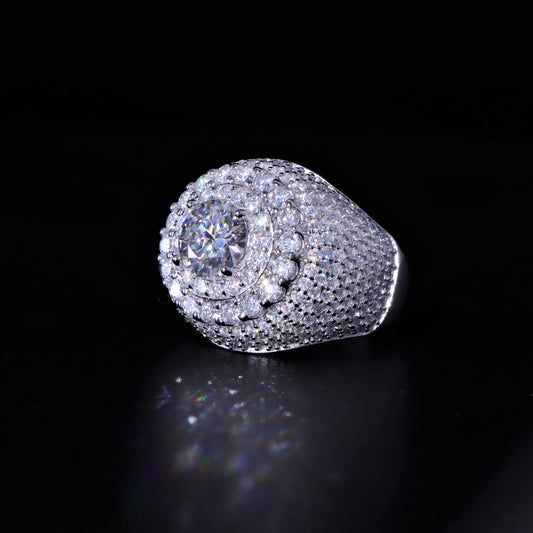 Moissanite S925 Clustered Band Ring in White Gold