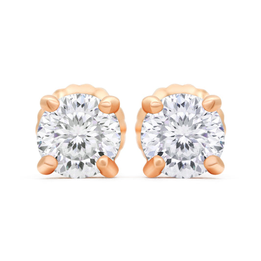 Bird Nest Cut Solitaire Stud Earrings