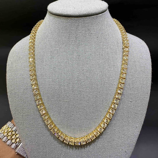 14k VS-1 70 CT Iced Out Tennis Chain Yellow Gold