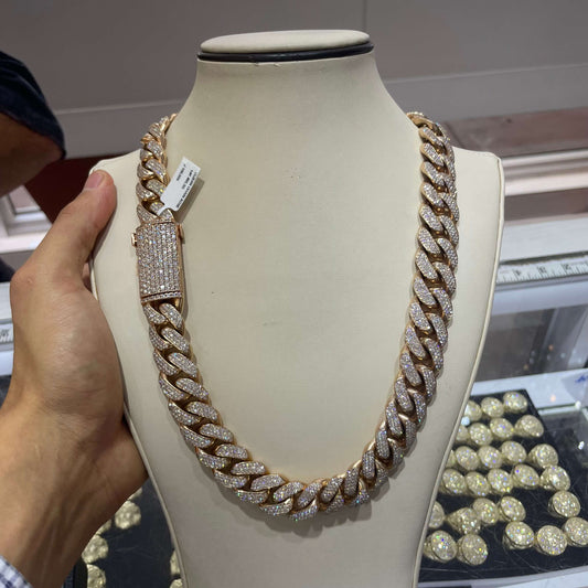 14k Iced Out Rose Gold Heavy Cuban Link Chain | 495 Grams | 30+ Cts VS1 Diamonds