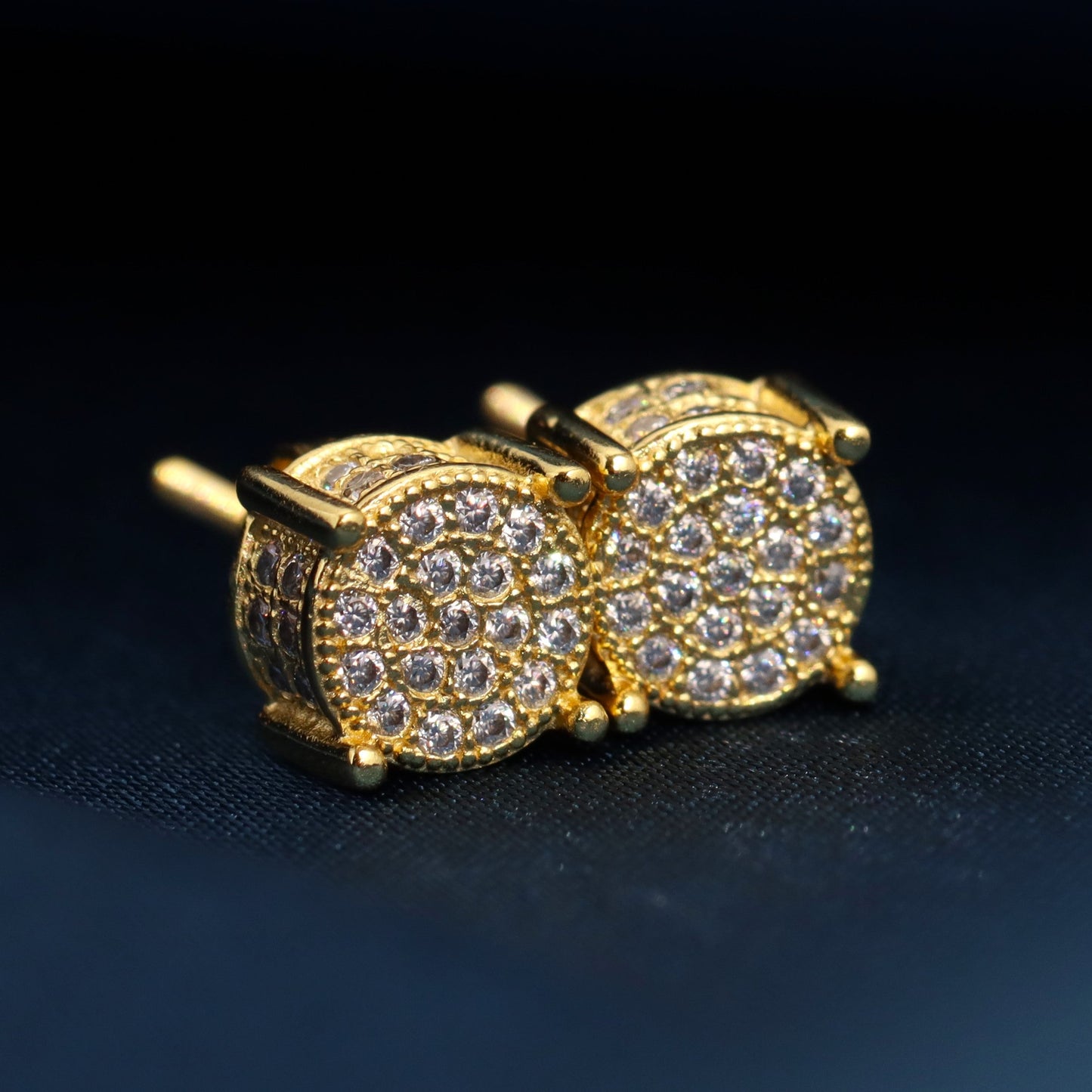 Round Micro Pave Moissanite Stud Earrings