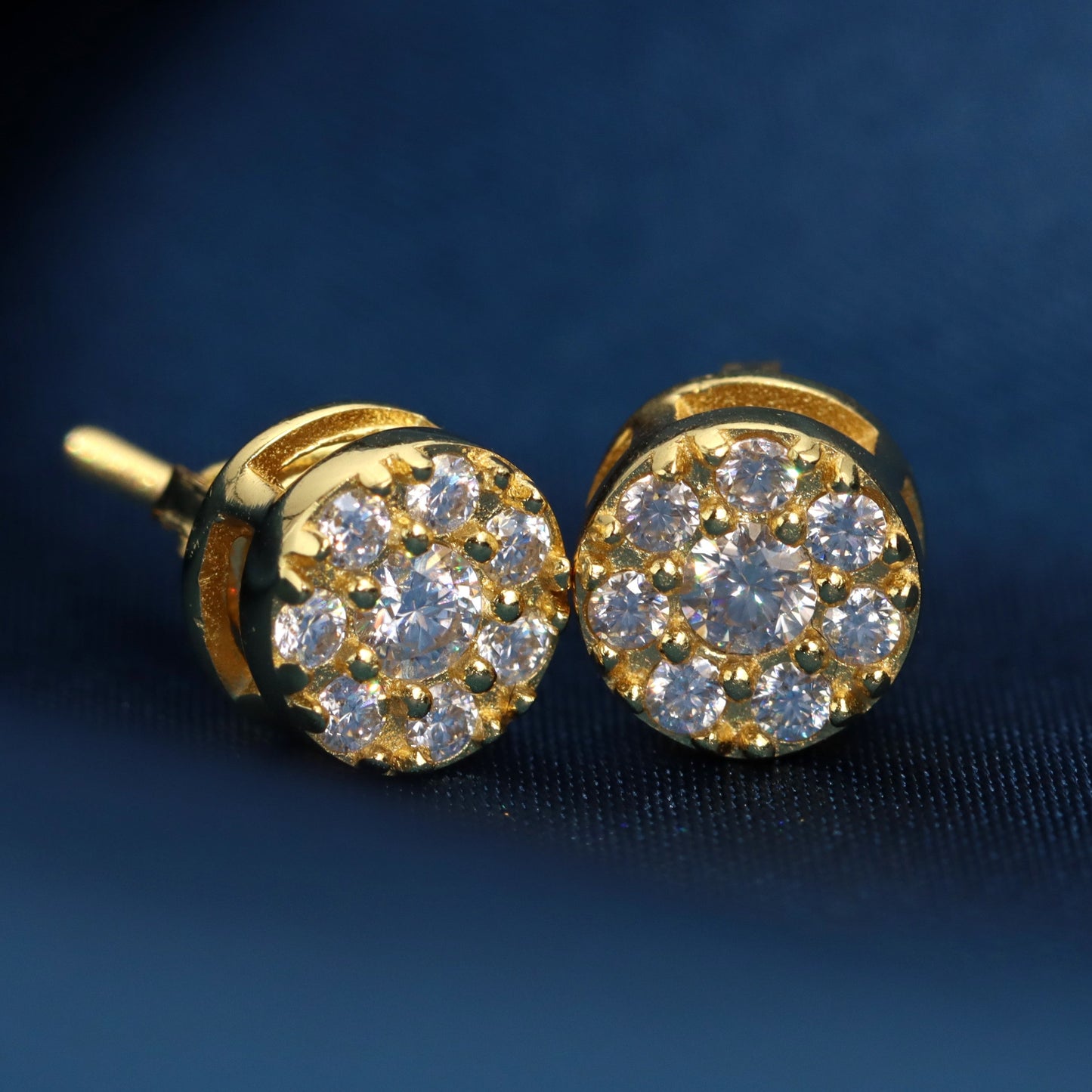 Round Micro Pave Moissanite Stud Earrings