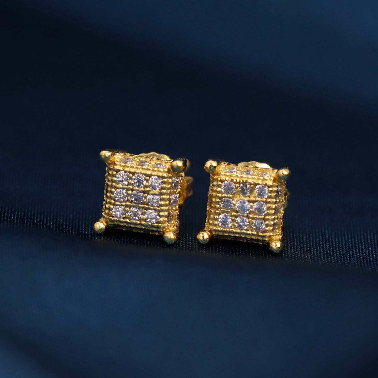 Square Micro Pave Moissanite Stud Earrings