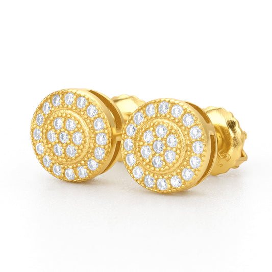 Round Pave Moissanite Stud Earrings