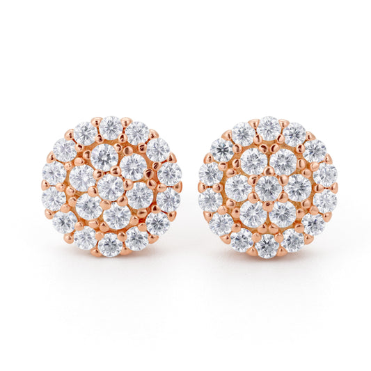Round Pave VVS Moissanite Stud Earrings