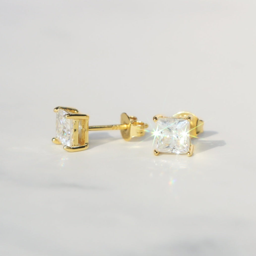 Princess Cut Moissanite Stud Earrings
