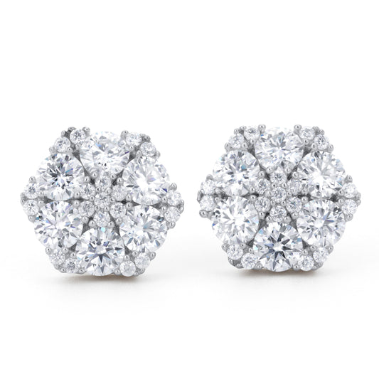 12mm Moissanite S925 Hexagon Stud Earrings