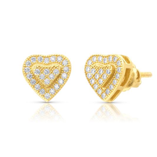 Moissanite Pave S925 Heart Shape Stud Earrings