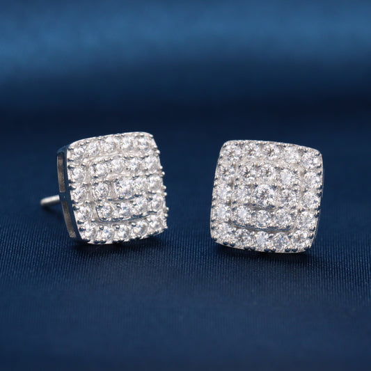 Moissanite Pave Cushion Stud Earrings