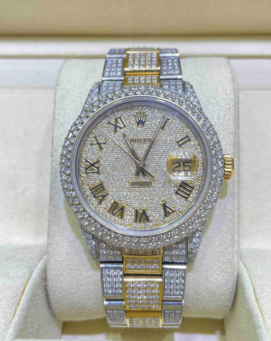 Yellow Two Tone VS1 Iced Rolex 36mm💎 | Roman Dial | Oysterband | 15cts
