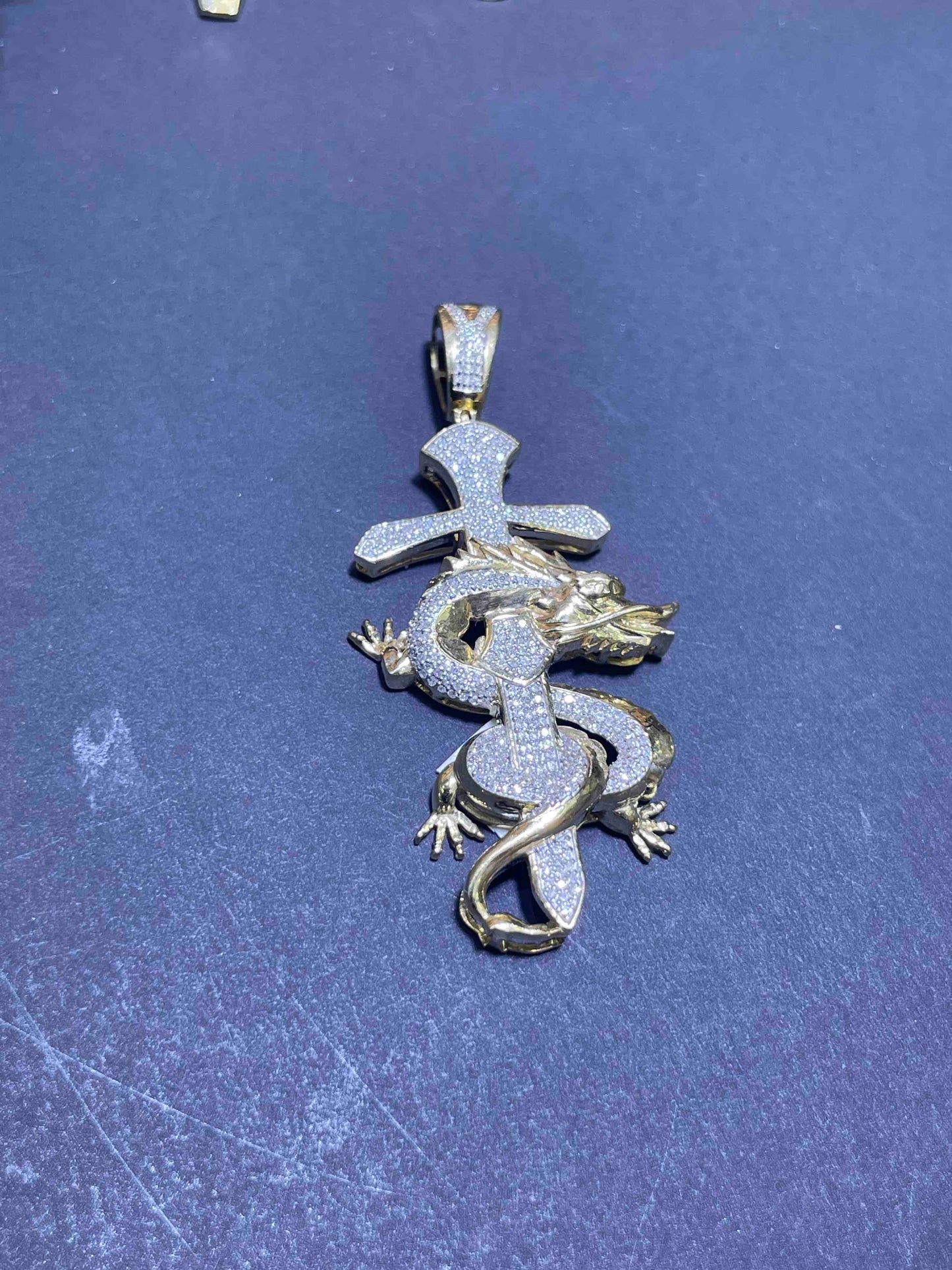 Iced Out Gold Snake Cross