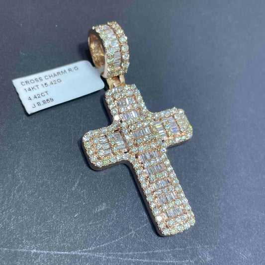 Iced Out Cross 14k Rose
