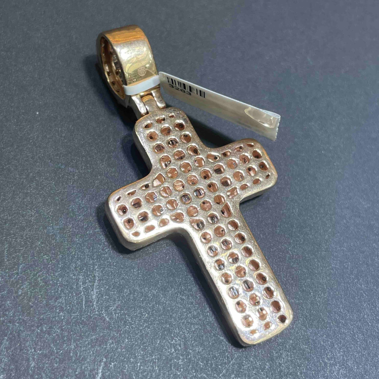 Iced Out Cross 14k Rose
