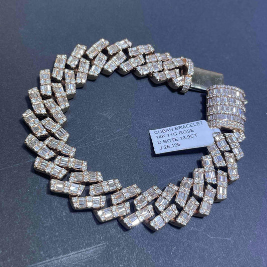 14k Bust Down Cuban Link Bracelet Baguette Diamonds | 71 Grams 14 ct