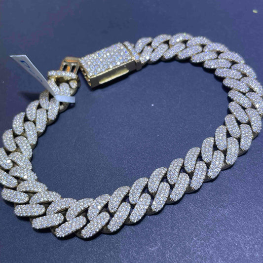 10k VVS Bust Down Cuban Bracelet Two Tone Brand New | 59 G