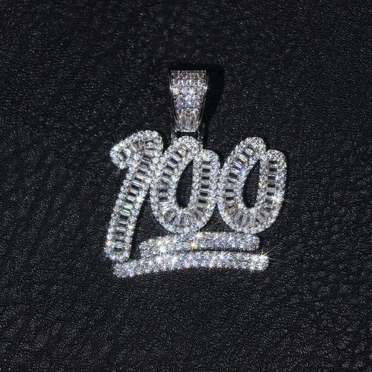 Baguette Moissanite 100 emoji Pendant