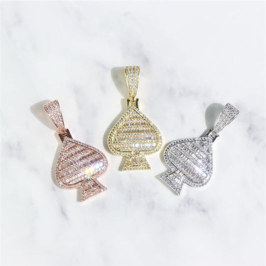 Baguette Moissanite Black Spade Pendant