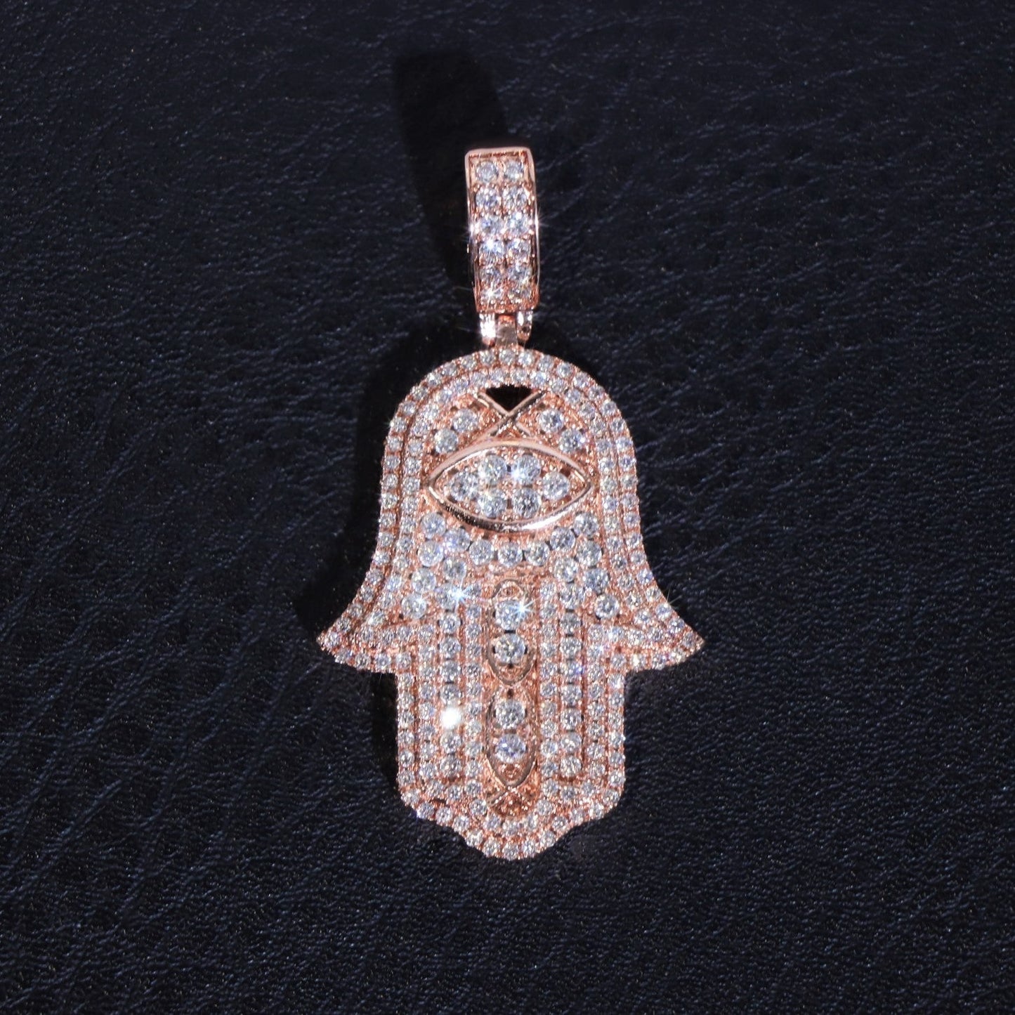 Moissanite Hamsa Evil Eye Pendant