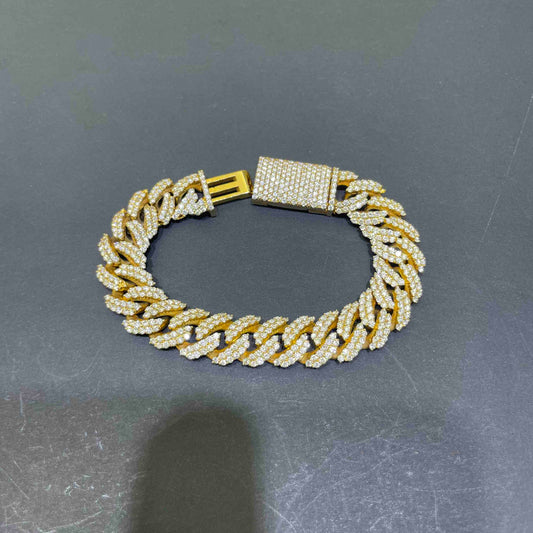 14k Iced Out Cuban Link Bracelet