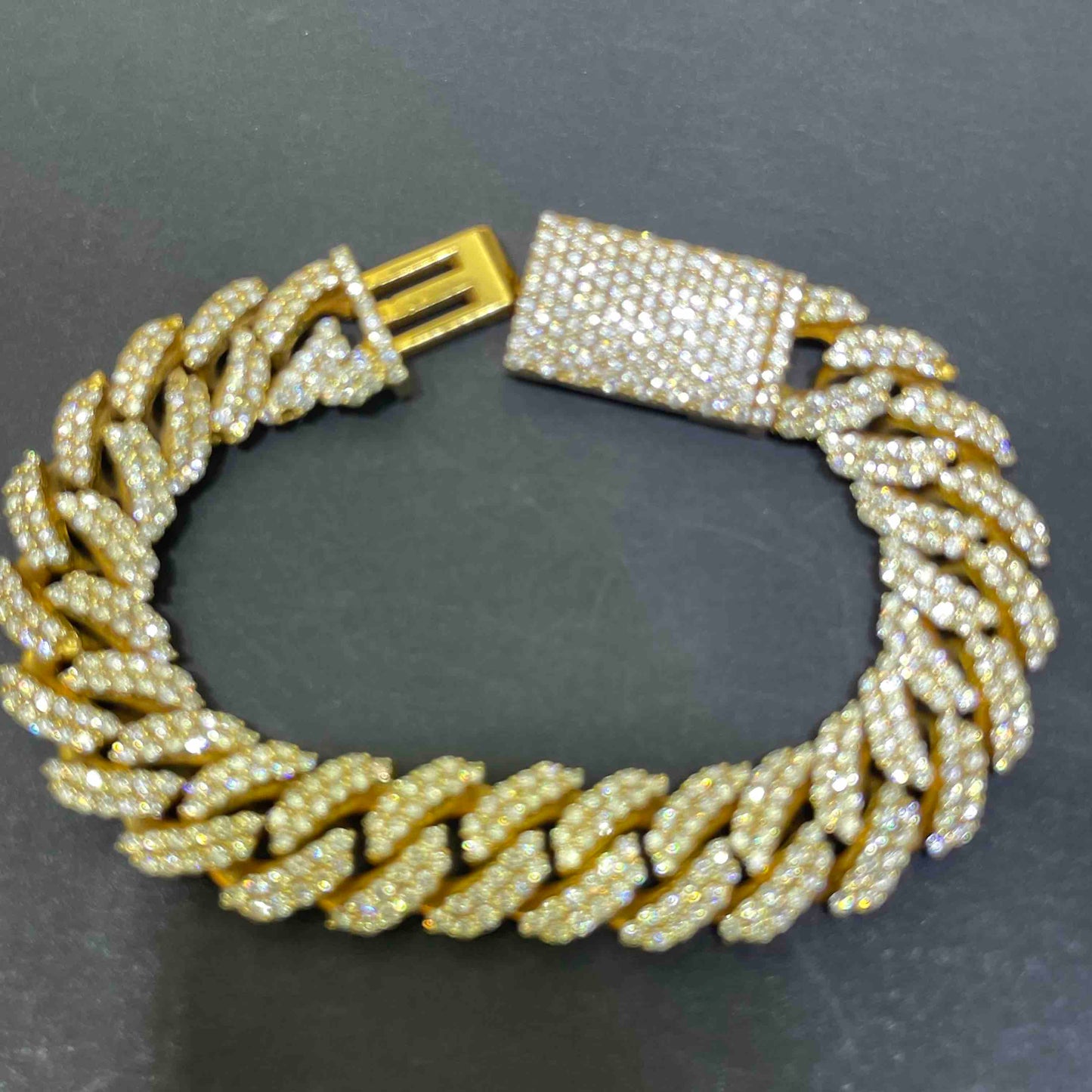 14k Iced Out Cuban Link Bracelet